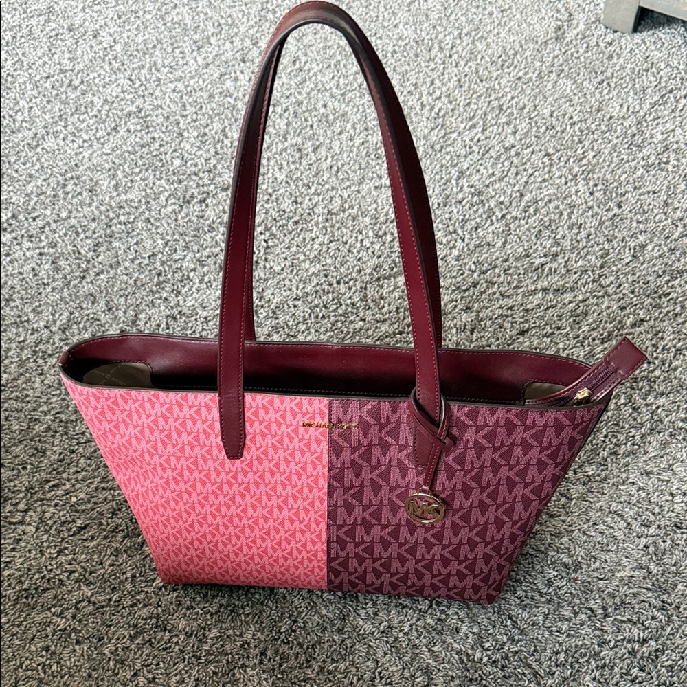 Michael Kors Two-Tone Pink and Burgundy Tote